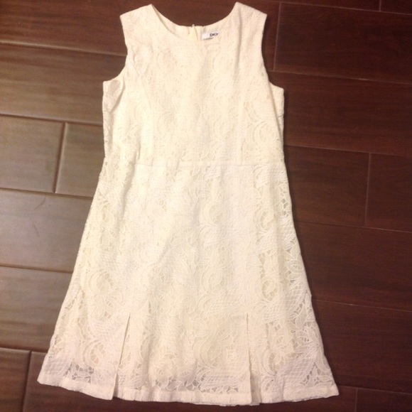 dkny white lace dress